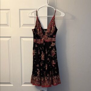 Floral Black and Red Women's Dress